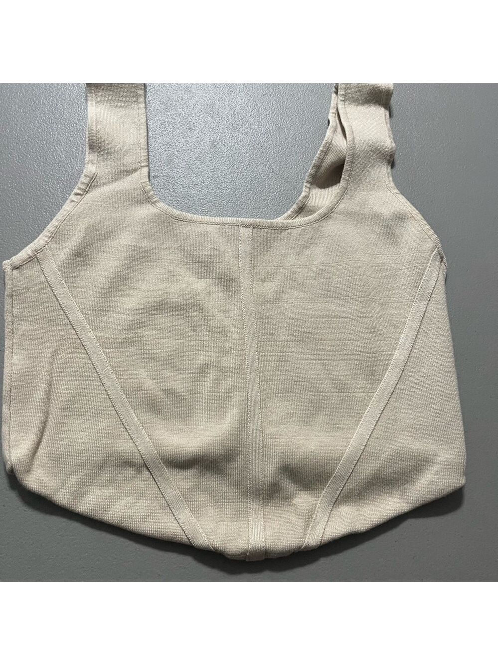 COPY - Women's House Of Harlow 1960 Beige Ribbed Tank Top Crop Top Sz L